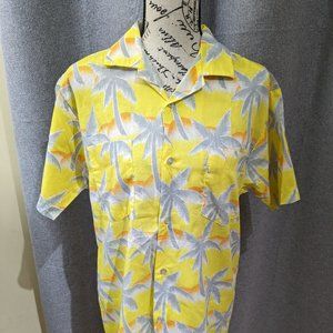 VTG 70s Original Tropicana small Retro Surf Palm Tree Yellow Hawaiian Shirt